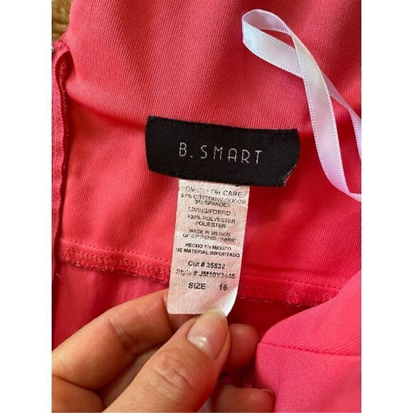 B.SMART Dress Coral V Neck Sleeveless Zip Stretch Size 16 - Picture 2 of 7